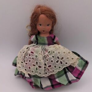 Nancy Ann Storybook Redhead Doll – Sleep Eyes, Plaid Dress, Vintage 6.5
